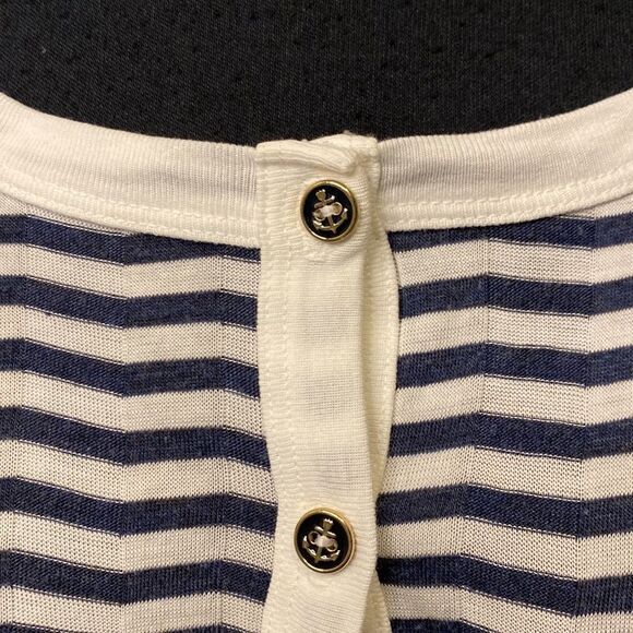 Three Dots Small Nautical Button Up Long Sleeve Shirt Stripes Texture - Picture 2 of 7